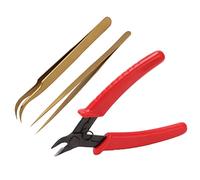 Baxnore Pinza elettrica professionale Pinzetta a gomito Pinzetta a punta di precisione Set Kit di strumenti di riparazione anti-elettronica per microscopio Saldatura PCB Riparazion