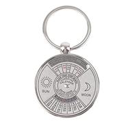 Baxnore Portachiavi con calendario perpetuo antico accessorio portachiavi in metallo durevole con funzione data 50 anni per regali Promozioni in lega di zinco argento 3,5 cm