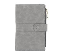 Baxnore Portafoglio porta passaporto con blocco RFID per passaporto da viaggio vintage in pelle PU con slot multipli per carte Porta carte di vaccinazione per donne uomini viaggi (Grigio)