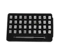 Baxnore Punzoni in Metallo Alfabeto Timbri in Metallo Timbro per Intaglio della Pelle 36 Pezzi 3mm Acciaio Lettera Marcatura Set Artigianale per Pelle Legno Metallo Oro Argento Ram