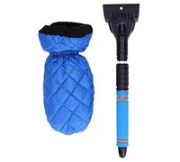 Baxnore Raschietto per ghiaccio retrattile per pala da neve per auto con manica calda Strumento per la rimozione della neve invernale per veicoli Blu 41 cm