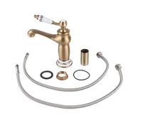 Baxnore Rubinetto miscelatore monocomando con motivo floreale Rubinetto per acqua in ottone con maniglia girevole verso l'alto per lavandino del bagno Installazione semplice e desi (Antica)