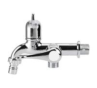 Baxnore Rubinetto per lavatrice in plastica ABS cromato Rubinetto per acqua a doppia bocca con doppia maniglia Filettatura G1/2 per lavello della Bagno Lavanderia Valvola dell'acq (Ugello macchina a