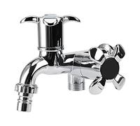 Baxnore Rubinetto per lavatrice in plastica ABS cromato Rubinetto per acqua a doppia bocca con doppia maniglia Filettatura G1/2 per lavello della Bagno Lavanderia Valvola dell'acq (Ugello per