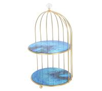 Baxnore Scaffale portaoggetti a doppio strato Espositore per organizer per gabbie per uccelli per tavolo da toeletta da appoggio per bagno Cornice dorata Soluzione di archiviazione (Modello di pietra