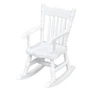 Baxnore Sedia a dondolo in legno in miniatura in scala 1:12 Elegante mobili bianchi per case delle bambole per soggiorno, camera da letto, studio, decorazioni per la casa, regalo p