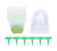 Baxnore Set di 6 vasi per vivaio trasparenti con fori di drenaggio e coperchi con base in silicone Vasi per piante in plastica trasparente riutilizzabili per giardinaggio interno e