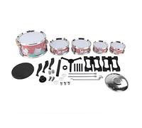 Baxnore Set di batteria Strumento musicale educativo Esperienza Ritmo Creatività Assemblaggio Coltiva talento musicale per oltre 3 anni Sala giochi Rosso Verde 54x53 cm 5 tamburi 2 (Rosso corallo)