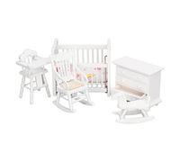 Baxnore Set di mobili per casa delle bambole in scala 1:12, culla in miniatura, cavallo a dondolo, sedia, armadietto, accessori decorativi, set da gioco creativo fai da te per la s