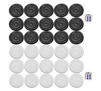 Baxnore Set di pedine da backgammon in plastica da 32 pezzi, in materiale non PP, durevole e di alta qualità, con dadi, per serate di gioco in famiglia, divertimento all'aperto e a