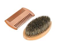 Baxnore Set di spazzole e pettini professionali per barba uomo Pennello barba morbido Kit per la cura dei baffi con manico in legno Strumenti per la cura dei del viso per lo sty