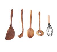 Baxnore Set di utensili professionali in legno Cucchiai da in legno composito Spatole Fruste per uova con impugnatura comoda Utensili da antigraffio per cuochi e chef domestici S (Tipo 2)