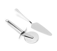 Baxnore Set professionale di tagliapizza e paletta in acciaio inox, 2 pezzi, coltello per pizza resistente e spatola, utensili da forno, per domestica e panifici commerciali
