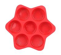 Baxnore Stampo per panini per hamburger in silicone, antiaderente, lavabile in lavastoviglie, teglia termica per hamburger fatti in casa, pancake, torte, materiale 38,5x4 cm, 7 cav (Rossa)