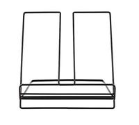 Baxnore Supporto per libri in ferro Scaffale per scaffali da tavolo per libri, tablet, ricettario, nero bianco, 19x19x18,5 cm, durevole e moderno, arredamento per casa e ufficio (Nera)