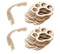Baxnore Sustabili spazi Artigianali in Legno di Betulla, Tagli di Orso Non finiti da 20 Pacchetti con cordone di Canapa, Kit per la creazione di Ornamenti per progetti di Decorazioni