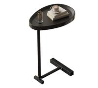 Baxnore Tavolino a forma di C Tavolino da caffè all'estremità del divano a forma ovale a forma di che scorre sotto per soggiorno camera da letto Robusto materiale in metallo PP 45 (Nera)