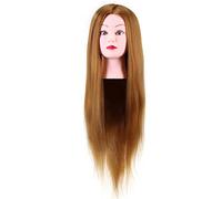 Baxnore Testa di manichino per capelli umani veri al 40% Testa di formazione professionale per parrucchiere con capelli in fibra sintetica ad alta temperatura per studenti di cosme