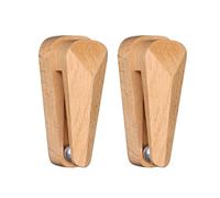 Baxnore Towel Clips, Beech Wood Gravity Holder with Carbon Steel Ball, No Drill Wall Mount for Cupboards Countertops, Kitchen Bathroom Organization Clamps (2 Pack)