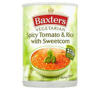 Baxters Pomodoro piccante vegetariano e riso con zuppa di mais dolce 400g