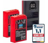Baxxtar 2X BLS-5 Premium Batteria 1100mAh + Caricatore doppio USB LCD - Ricambio per Olympus BLS-5, BLS-50 - per OM-D E-M10 Mark II III IV, PEN E-P3, E-PL5-E-PL10, E-PM1, E-PM2, E-450 - set completo