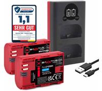 Baxxtar 2x MaxProtect Batteria LP-E6NH (2600mAh) sensore NTC custodia V1 con car