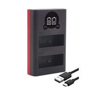 Baxxtar Dual LCD 18802 - compatibile con la batteria Olympus BLS-5 BLS-50 BLS-1 - Mini caricatore - alimentato da USB-C o Micro-USB