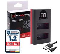 Baxxtar Dual LCD Caricabatterie 3X LP-E6N/Micro-USB per LP-E12 LPE12