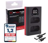 Baxxtar Dual LCD Caricabatterie USB-C/Micro-USB per Panasonic DMW-BLK22 | Mini caricabatterie da viaggio per Lumix DC S9 S5 S5II S5K G9 G9II GH5 GH5II GH5S GH6 GH7, con cavo USB