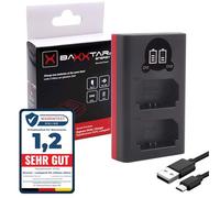 Baxxtar Dual LCD Caricabatterie USB-C/Micro-USB per Sony NP-FZ100 | Ingresso USB-C e Micro-USB - per Alpha 6600, 6700, A1, A9, A7 III IV, A7R, 7CR, 7S, R3, R4, FX3, FX30