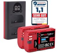 Baxxtar Pro LP-E6NH - Confezione di batterie (2250 mAh) compatibile con Canon R5 R5c R6 R6II R7 ecc. con caricatore 18602 Mini-LCD-DUAL (ingresso USB-C e MicroUSB)