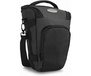 Baxxtar PRO NOVO II Borsa fotografica per reflex DSLR con obiettivo, nera | Altezza interna 26 cm, adatta anche a Nikon P1000/P1100, con tracolla, cintura ventrale e parapioggia