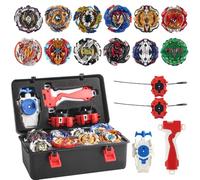 Bay Burst, 12 Pezzi Trottole Bay, Ba-y Metal Fusion, Scatola per Trottole a Scoppio, Set da Battle Tro-ttole Ba-y Burst con Lanciatore,Maniglia e Scatola di Conservazione per Regali per Bambini,Natale