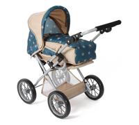 Bayer Chic 2000® Carrozzina combinata 3 in 1 Leni - stelline turchese-beige - pieghevole, manico regolabile in altezza 43 - 67 cm, borsa per il trasporto - bambole fino a 46 cm, a partire da 3 J