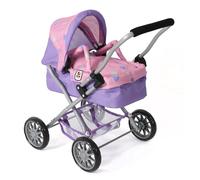 Bayer Chic 2000® Carrozzina per bambole Smarty - Cuoricino viola - Pieghevole - con tettuccia, borsa, cuscino e coperta - Altezza manico 56 cm - Per bambini dai 2 anni in su