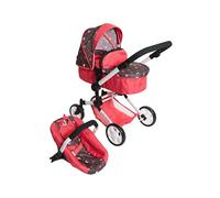 Bayer Chic 2000 Passeggino combinato 3 in 1 Linus - Butterfly Corallo - pieghevole, manico regolabile in altezza 47 - 78 cm, con seggiolino auto - Bambole fino a 52 cm, 4 - 8 J