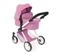 Bayer Chic 2000 Passeggino per bambole 2 in 1 Mila - Jeans rosa - Manico regolabile in altezza 39-72 cm - Telaio moderno - Bambole fino a 50 cm - 3-7 J