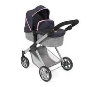 Bayer Chic 2000 Passeggino per bambole 2 in 1 Mila - Melange Grigio Navy - Manico regolabile in altezza 39-72 cm - Telaio moderno - Bambole fino a 50 cm - 3-7 J