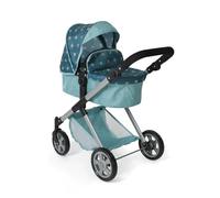 Bayer Chic 2000 Passeggino per bambole 2 in 1 Mila - stelle turchesi - manico regolabile in altezza 39-72 cm - struttura moderna - Bambole fino a 50 cm - 3-7 J