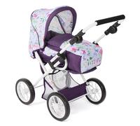 Bayer Chic 2000 - Passeggino per bambole Leni, passeggino combinato 2 in 1 con borsa per il trasporto estraibile, passeggino per bambole fino a 46 cm di altezza, fiori lilla, 64 x 37 x 68 cm