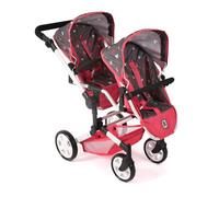 Bayer Chic 2000 - Passeggino per bambole Linus Duo, passeggino gemellare per bambini dai 4 agli 8 anni, Butterfly, corallo, 690-47, coriandoli rosa