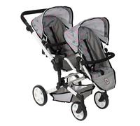 Bayer Chic 2000® Passeggino per bambole Linus Duo - Stellina grigio - Passeggino pieghevole per bambole - Manico regolabile 50 - 82 cm - Bambole fino a 50 cm - 4 - 8 J