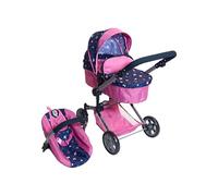 Bayer Chic 2000 - Passeggino per bambole Linus, passeggino combinato 3 in 1, per bambini dai 4 agli 8 anni, 592 - 33, Butterfly, rosa navy, 72 x 41,5 x 82 cm