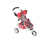 Bayer Chic 2000® Passeggino per bambole Lola - Farfalla Corallo - Passeggino pieghevole - Manico regolabile in altezza 33 - 62 cm - 3 ruote Jogger - Bambole fino a 50 cm - 3 - 6 J