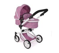 Bayer Chic 2000® Passeggino per bambole Mika 2 in 1, pieghevole, manico regolabile in altezza 47-80 cm, telaio moderno, bambole fino a 52 cm, 4-8 anni