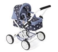 Bayer Chic 2000 - Passeggino per bambole Smarty, piccolo passeggino per bambini dai 2 anni in su, passeggino giocattolo, stelline, blu navy