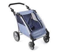 Bayer Chic 2000® Trailer per bambole Roadster - Jeans Blue - Manico regolabile in altezza 33-71 cm - Telaio moderno - per due bambole fino a 46 cm - 3-8 J