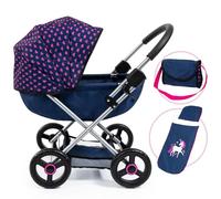 Bayer Design Design-12754AA 12754AA Carrozzina per Bambole Cosy, Pieghevole, con Borsa, Cuscino e Coperta, Colore Blu, Rosa, Unicornio, 46 cm