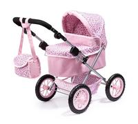 Bayer Design - Passeggino per bambole Trendy - Motivo leopardo, pieghevole, con borsa - Rosa