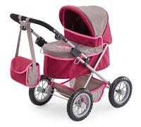 Bayer Design 13078AA Carrozzina per Bambole Trendy, Passeggino per Bambole, Giocattolo, pieghevole, regolabile in altezza con borsa, grigio, rosa con fata